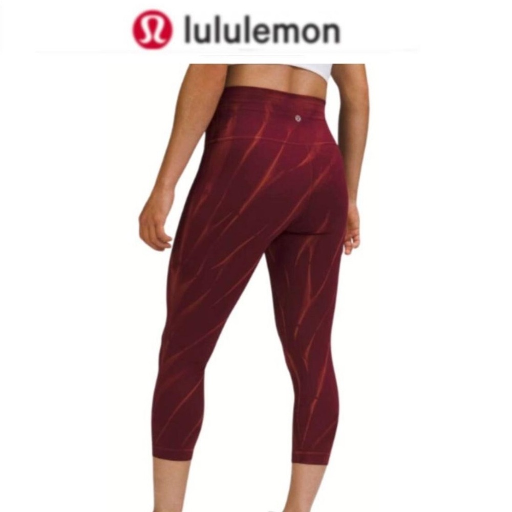 Lululemon Wunder Train High-Rise Crop 23" Leggings Sun Bleached Red Merlot Sz 4